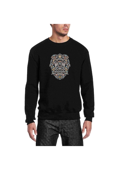 Aslan Colours Floral Baskılı Siyah Erkek Örme Sweatshirt