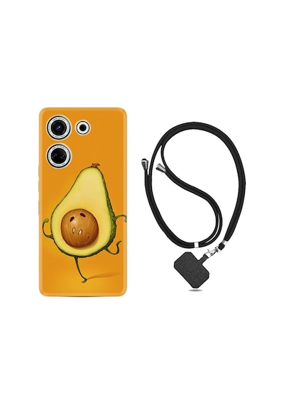 Tecno Camon 20 Pro Kılıf Desenli İpli Boyun Askılı Silikon Dance Avokado 1878