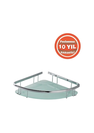 Çelik Banyo Paslanmaz Pirinç Karmina Tekli 18x18 Cm Camlı Şampuanlık Süngerlik Köşelik Krom
