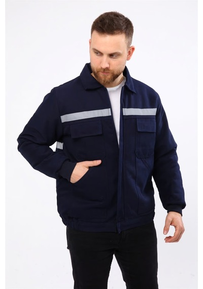 İş Elbisesi Mont 7/7 Gabardin Kumaş Reflektörlü Lacivert