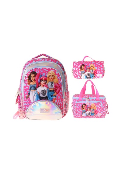 Wow Generation Üçlü İlkokul Okul Çanta Seti - Kırmızı - Girl Friends Baskılı - Kız Çocuk - Setwg-w6059a