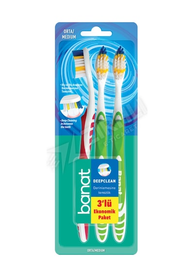 3 Adet Banat Diş Fırçası Deep Clean 3 Lü Orta