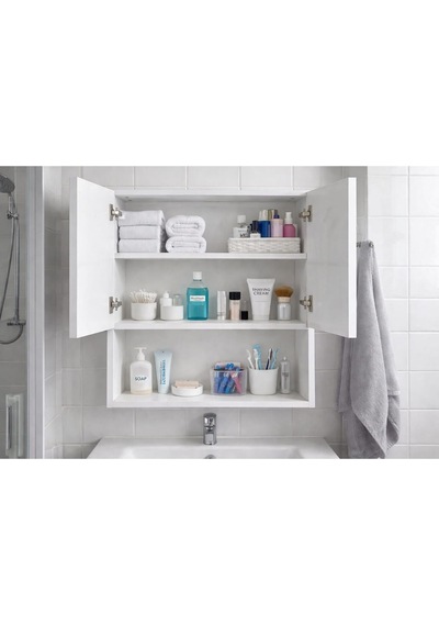 İki Kapaklı Aynalı Banyo Dolabı Beyaz