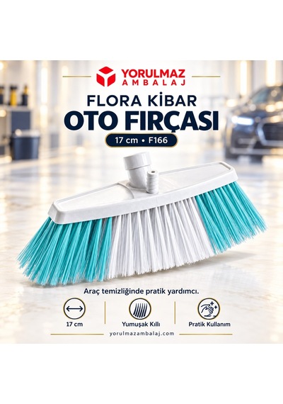 Flora Kibar 17 Cm Oto Fırçası Yumuşak Kıllı, Çizmeyen Profesyonel Temizlik