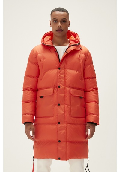 Bad Bear Goose Tail Puffer Turuncu Erkek Kapüşonlu Uzun Mont-Turuncu