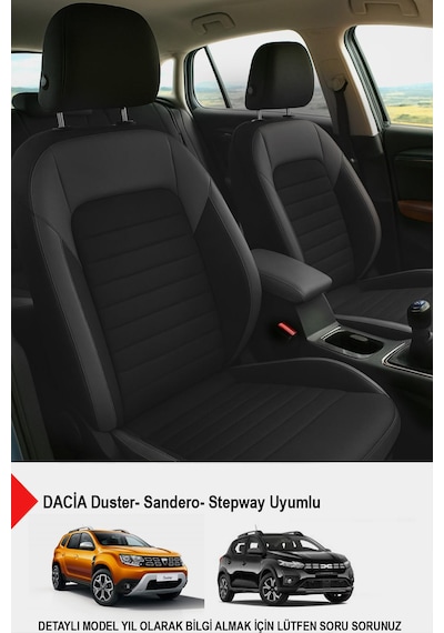Mocha Taytüyü Oto Koltuk Kılıfı Dacia Sandero-stepway-duster Uyumlu Siyah