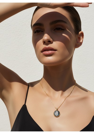 G&a Jewels - Koruyucu Dokunuş - 925 Ayar Oksitli Yaldız Altın Kaplama Gümüş Kolye Altın - Gümüş G&a Jewels - Koruyucu Dokunuş - 925 Ayar Oksitli Yaldız Altın Kaplama Gümüş Kolye Altın - Gümüş