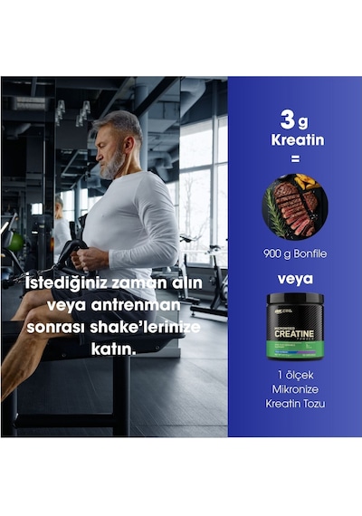 Kreatin Monohidrat Blue Raspberry Aromalı 247.5 G 55 Servis Kas Gücü Ve Desteği Tropikal Meyveli