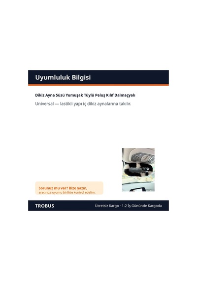 Trobus Dikiz Ayna Süsü Yumuşak Tüylü Peluş Kılıf Dalmaçyalı