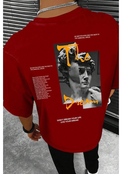 Unisex The Dream Baskılı Tasarım Tshirt Kırmızı
