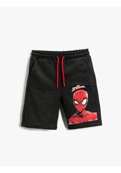 Koton Spiderman Lisanslı Baskılı Şort Beli Bağcıklı Antrasit 2skb40028tk Antrasit