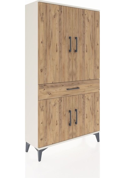 Arges Dolap 4 Raflı Tek Çekmeceli 4 Kapaklı 88x30x163 Aytaşı-çam Aytaşı