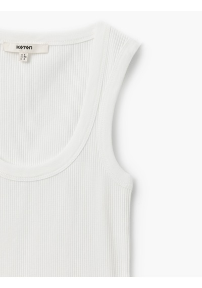Koton Slim Fit Kolsuz U Yaka Kadın Fitilli Atlet Kırık Beyaz 5sak10135ek Ekru