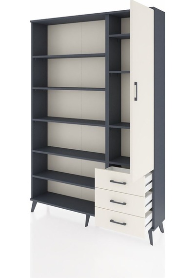 Arges Dolap 9 Raflı 3 Çekmeceli Tek Kapaklı 132x30x195 Antrasit-aytaşı/aytaşı Aytası/aytası Arges Dolap 9 Raflı 3 Çekmeceli Tek Kapaklı 132x30x195 Antrasit-aytaşı/aytaşı Aytası/aytası