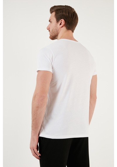 Buratti Bisiklet Yaka Pamuklu Slim Fit Erkek T Shirt 541Quint Beyaz