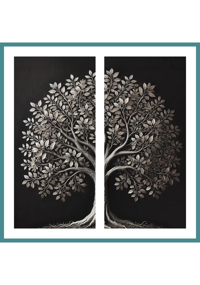 Trendexa 2li Eskitme Krom Ağaç Kanvas Tablo 60x120cm X2 Mac