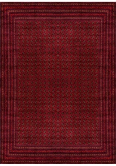 Çam Halı Gloria Td404 Bordo Afgan Desen Dokuma Saçaklı Kilim
