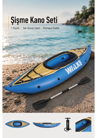 Walke Premium Tek Kişilik Pompa Kürek Dahil Şişme Kano 275 X 81 Cm 15102