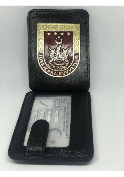 Kara Kuvvetleri Rozetli Erkek Kredi Kartlık Hakiki Deri Tc15
