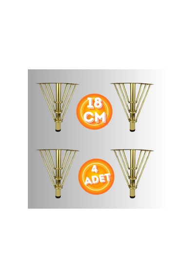 18 Cm Metal 3 Telli Koltuk Ayağı Mobilya Ayağı Ünite Ayağı Konsol Ayağı Puf Berjer Ayağı 4 Adet Gold