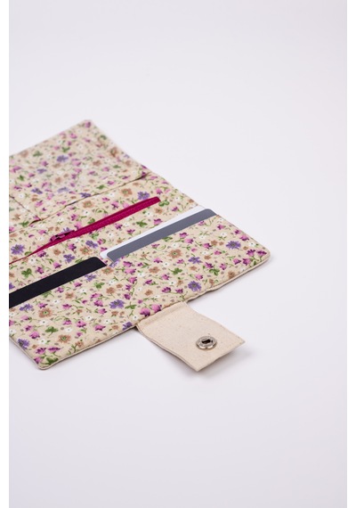 Fabric Craft Bag Kadın Cüzdanı, Kişiselleştirilebilir İsimli, Nakışlı Kanvas Kumaş Siyah - Krem