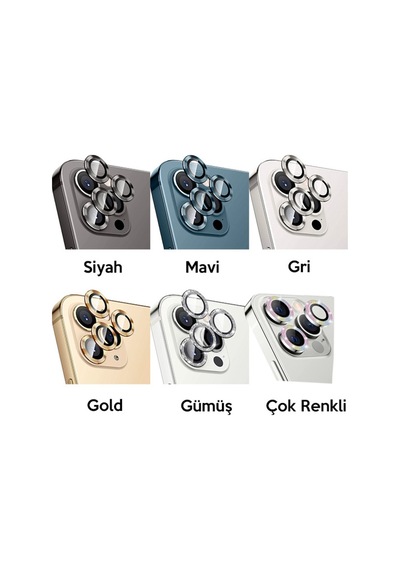 Apple Uyumlu   iPhone 12 Pro Max 3D Metal Çerçeveli Kamera Lens Koruyucu (484505230)