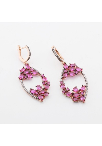 Zirkon Taşlı Rose Gold Kaplama Romantik Gümüş Küpe Gümüş