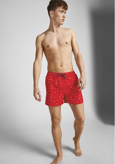 Jack & Jones Bulldog Logo Baskılı Deniz Şortu 12206071 Flame Scarlet Kırmızı