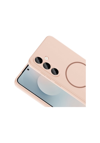 Samsung Uyumlu Galaxy S25 Fe Kılıf Meta Lansman M-safe Kamera Korumalı İçi Kadife Yumuşak Renkli Süet Silikon Rose Pembe