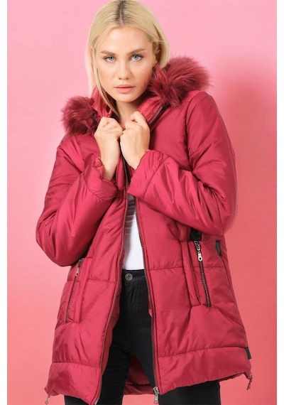 Z6668 Dewberry Bayan Kaban-düz Bordo-düz Bordo