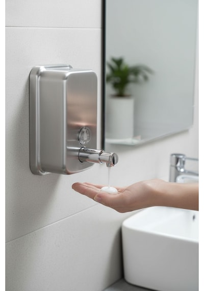 Tema Paslanmaz Sıvı Sabunluk 1000 Ml 304 Kalite İnox Duvar Tipi Paslanmaz Çelik Dispenser İnox
