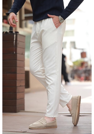 Madmext Beyaz Relaxed Erkek Pantolon 6510