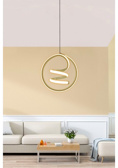 Modern Tekli Sarkıt Led Avize Antre Oda Helezon 3 Renk Ledli Avize Gold Eskitme 3 Renk