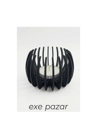Exe Pazar Litus Tealight Mumluk 8x5 Cm Modern Ev Dekorasyon Hediyelik Ve Konsept Siyah