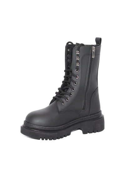 Mergenshoes B308 Siyah Fermuarlı Bağcıklı Kadın Bot Siyah