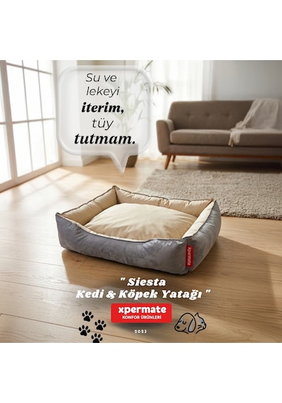 Xpermate Kedi Yatağı ve Köpek Yatağı 80 x 100 x 28 CM Fermuarlı Evcil Hayvan Yatağı Yuvi Siesta