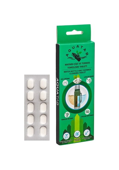 Aquatab A002-2 Matara, Şişe Ve Termos Temizleme Tableti, 3 Gr, 10 Tablet Beyaz