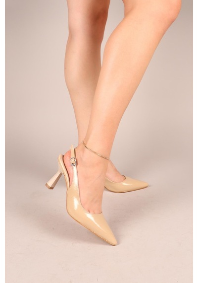 Birikon Luma Arkası Açık Stiletto Bej-8256 Bej