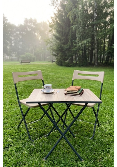 İronika Bahçe Balkon Teras Mutfak 3'lü Bistro Set Katlanır Masa Sandalye Takımı Krem İronika Bahçe Balkon Teras Mutfak 3'lü Bistro Set Katlanır Masa Sandalye Takımı Krem