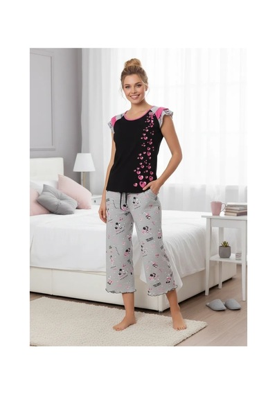Meks Berrak Bayan Kapri Pijama Takım 5131 - 22 - Renk: Fuşya / Beden: S AÇIK GRİ
