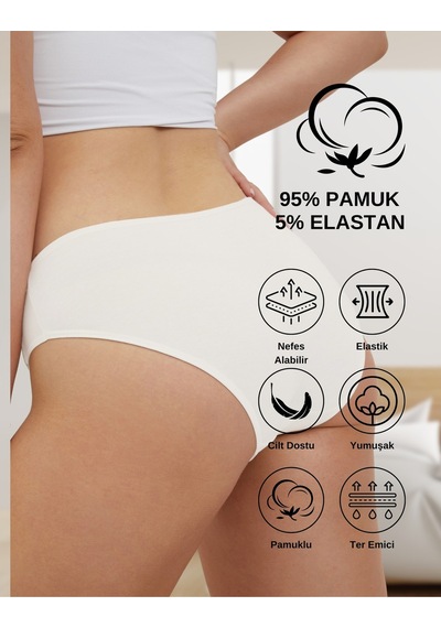 Alya Underwear Pamuklu Kadın Külot Slip Empirme Baskılı Yüksek Bel İç Çamaşırı - 5'li Paket - Lacivert Bordo P27