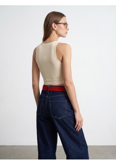 Dilvin 32941 Kolsuz Crop Top-taş