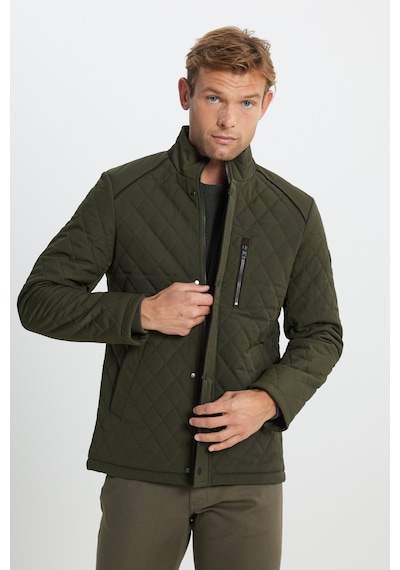 AC&Co / Altınyıldız Classics Erkek Hakı Standart Fit Normal Kesim Dik Yaka Kapitone Desenli Çıtçıtlı Yan Cepli Overcoat Hakı Haki