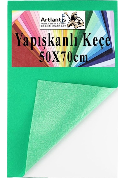 Yapışkanlı Keçe 50x70 Cm 1 Adet 2.0 Mm Kendinden Yapışkanlı Renkli Hobi Keçesi Elişi Keçe Kumaşı Anasınıfı Kreş Etkinlik Açık Yeşil