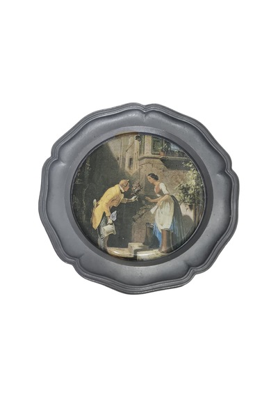 Vintage Zınn Çerçeveli Dekoratif Der Ewige Hochzeiter Temalı Duvar Tabağı 10cm 002