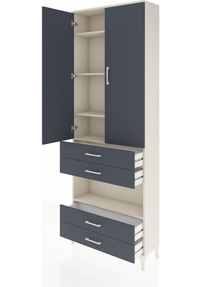 Arges Dolap 5 Raflı 4 Çekmeceli 2 Kapaklı 88x30x243 Aytaşı-antrasit Aytası