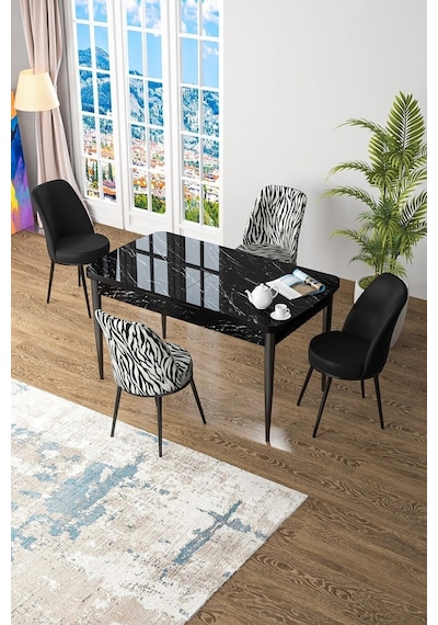 Canisa Kor Serisi 70x114 Açılabilir Mutfak Masası Takımı Siyah Mermer Desen Masa 2 Zebra 2 Siyah Sandalye Masa Siyah Mermer Desen Siyah Ve Zebra Sandalye Canisa Kor Serisi 70x114 Açılabilir Mutfak Masası Takımı Siyah Mermer Desen Masa 2 Zebra 2 Siyah Sandalye Masa Siyah Mermer Desen Siyah Ve Zebra Sandalye