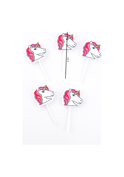 Beyaz Unicorn Figürlü 5'li Mum
