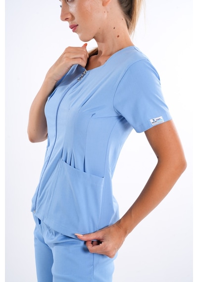 Bebe Mavi Lily Model Fermuarlı Soft Likra Doktor Hemşire Üniforma 001