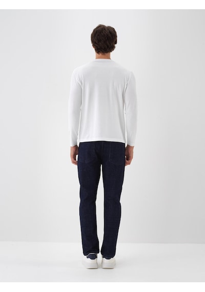 Xint Beyaz Slim Fit Bisiklet Yaka Modal Uzun Kol Tişört 502150